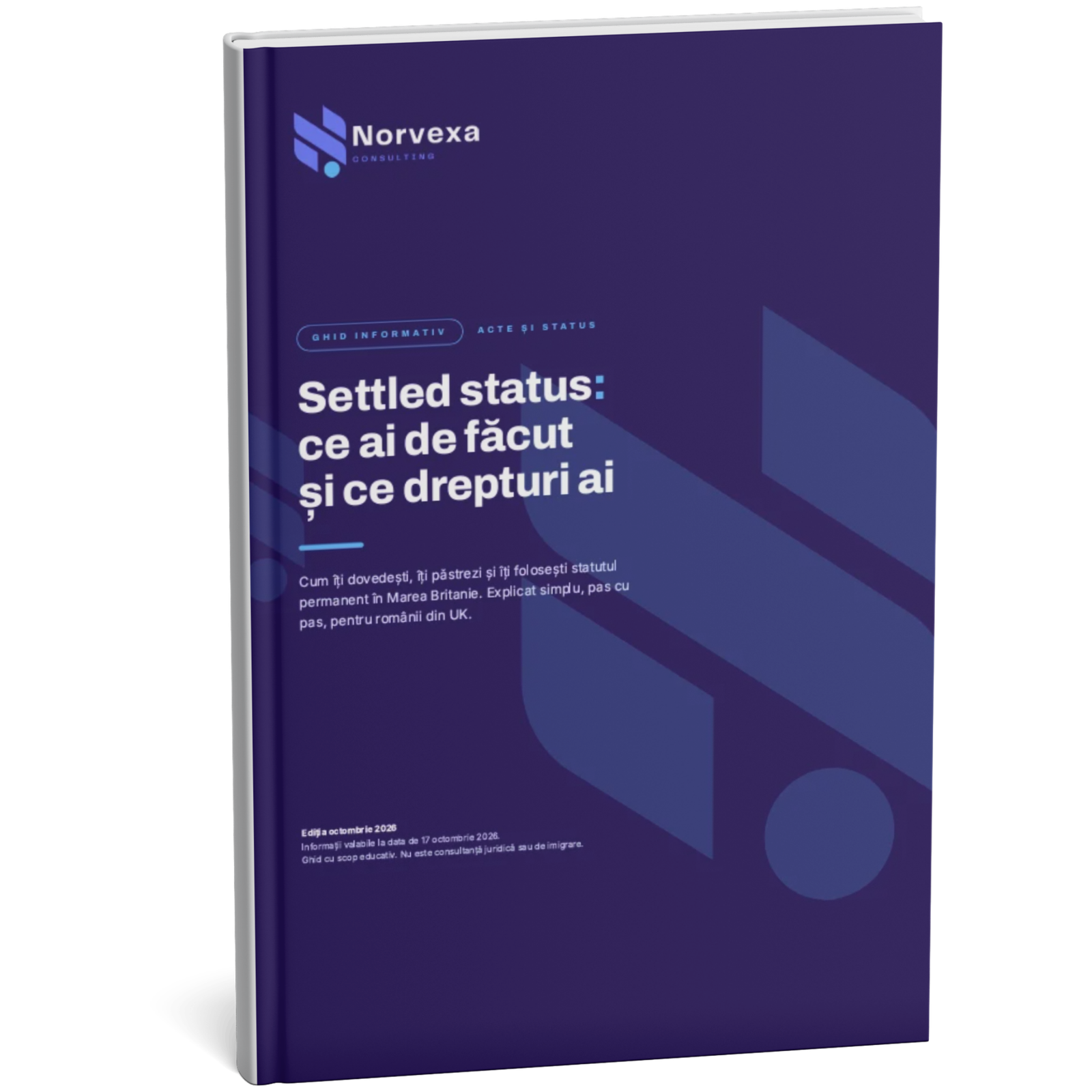 Coperta ghidului PDF Settled status: drepturi și share code, în română