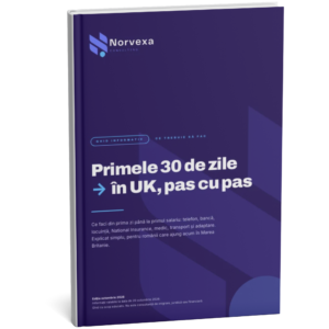 Coperta ghidului PDF Primele 30 de zile în UK, pas cu pas, în română