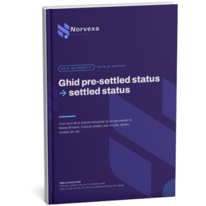 Coperta ghidului PDF De la pre-settled la settled status, pentru românii din UK