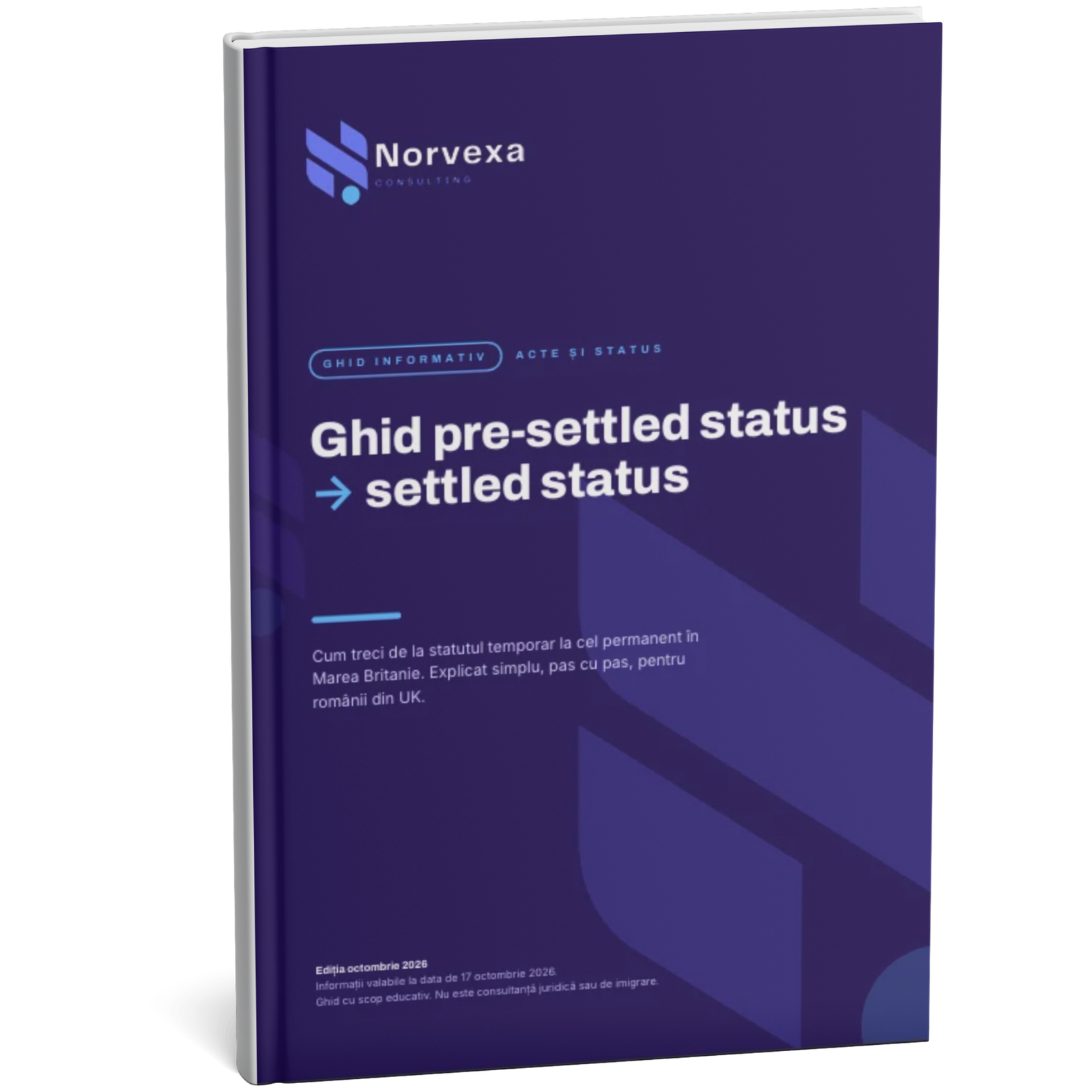 Coperta ghidului PDF De la pre-settled la settled status, pentru românii din UK