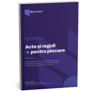 Coperta ghidului PDF Acte și reguli pentru plecare în UK, pentru românii din UK