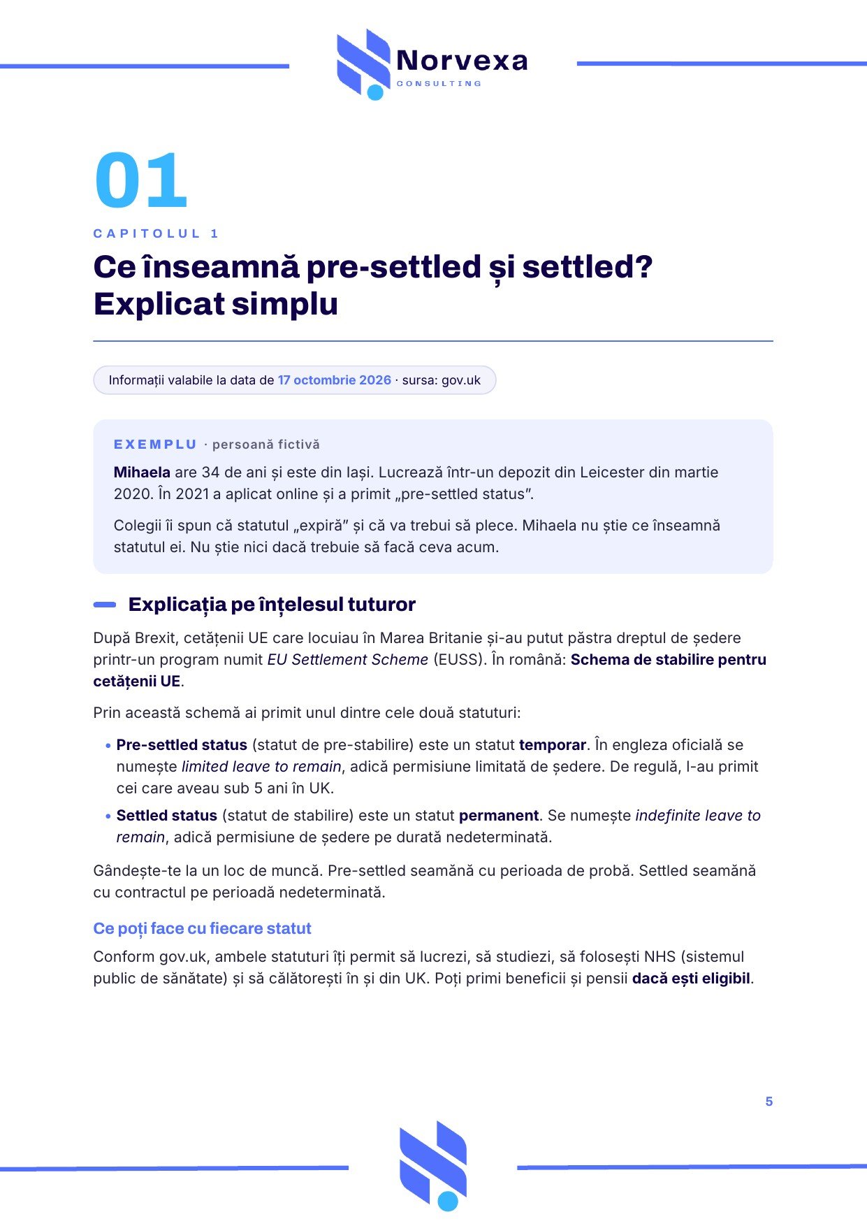 Previzualizare, pagina 4 din ghidul De la pre-settled la settled status