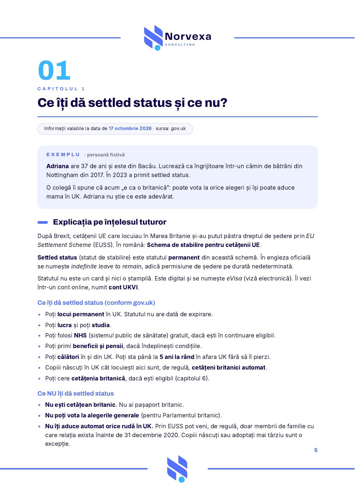 Previzualizare, pagina 4 din ghidul despre settled status